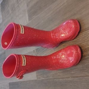 Hunter Pink Glitter Girls Rain Boots